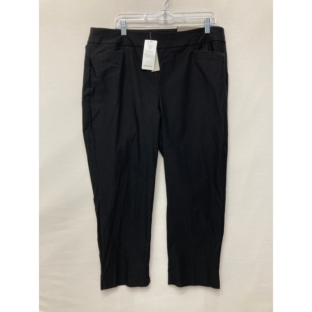 New Chico's Brigitte So Slimming Crop Pants Size 16 Stretch Black Slim Office